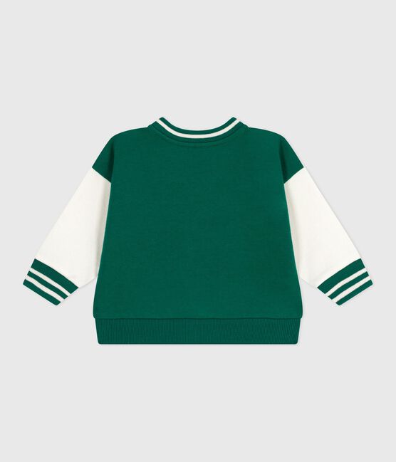 Chaqueta teddy de algodón bicolor verde EVERGREEN/ MILK