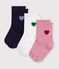 3 pares de calcetines de algod&oacute;n con estampado de coraz&oacute;n para beb&eacute; multicolor