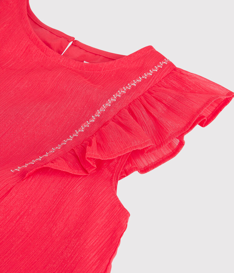 Vestido de celebraci&oacute;n de crep&eacute; de ni&ntilde;a rosa