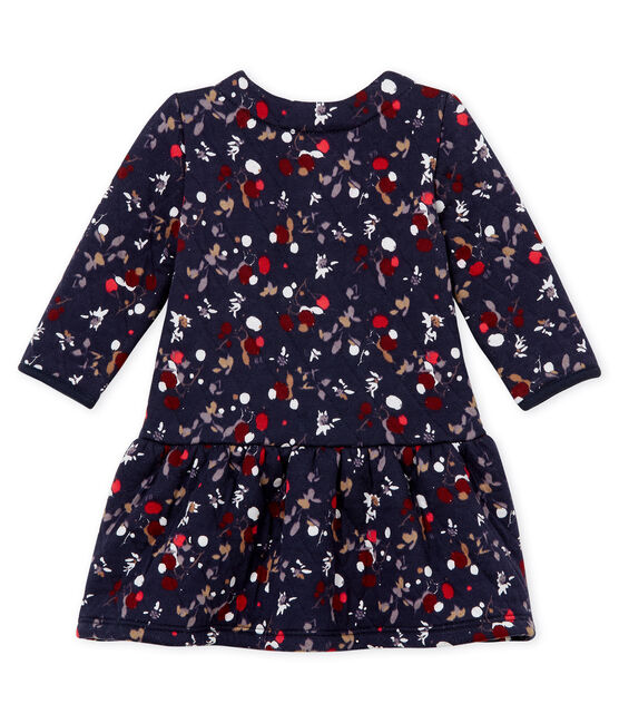 Vestido estampado para bebé niña azul SMOKING/blanco MULTICO