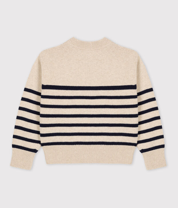 Jersey marinero de lana para mujer crudo/azul