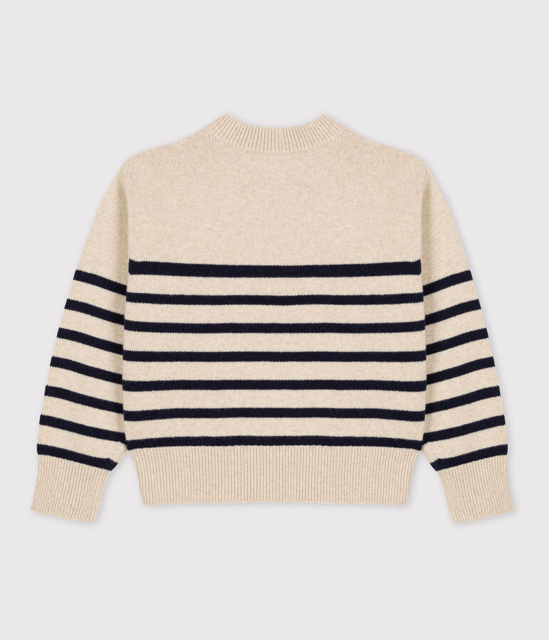 Jersey marinero de lana para mujer crudo/azul