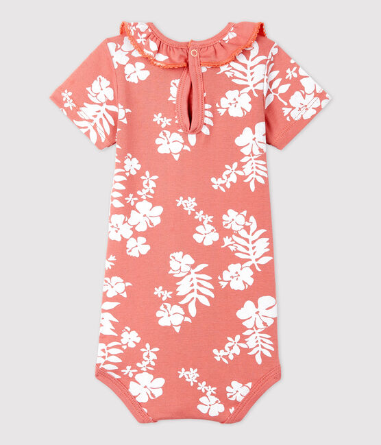 Bodi con estampado hawaiano con cuello isabelino de algodón para bebé rosa PAPAYE/ MARSHMALLOW