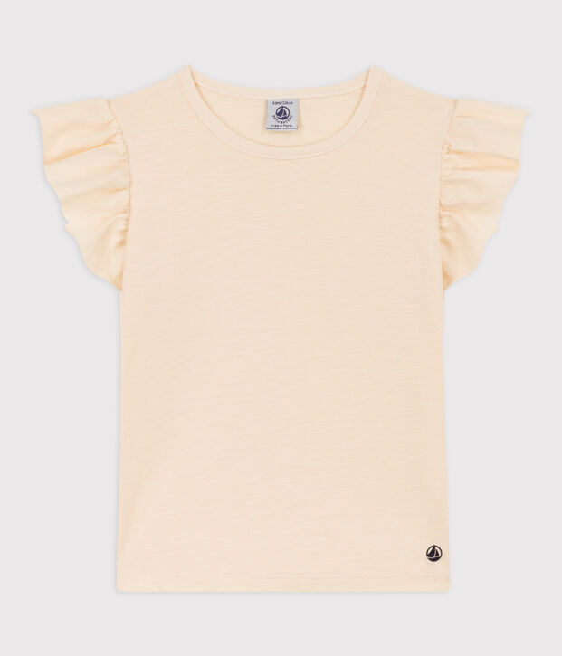 Camiseta de algod&oacute;n de manga corta para ni&ntilde;a crudo
