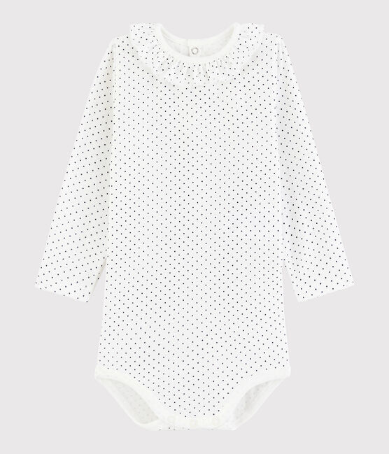 Bodi de manga larga para bebé niña blanco MARSHMALLOW/azul MEDIEVAL