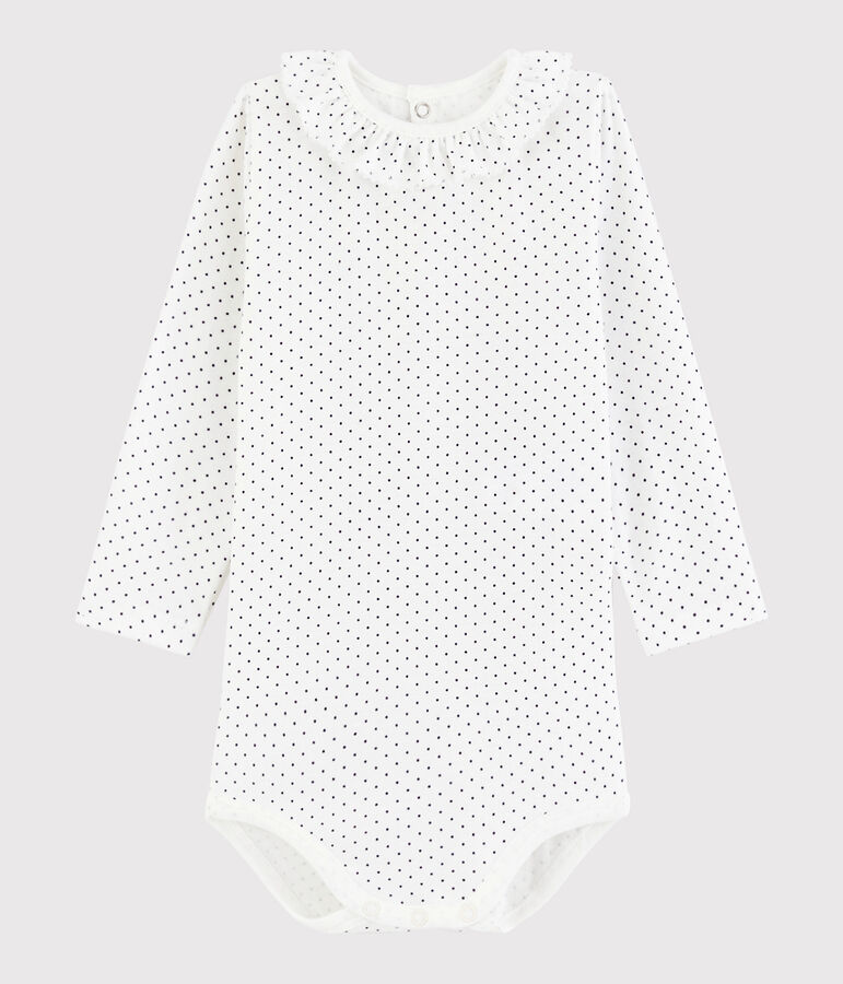 Bodi de manga larga para beb&eacute; ni&ntilde;a blanco/azul