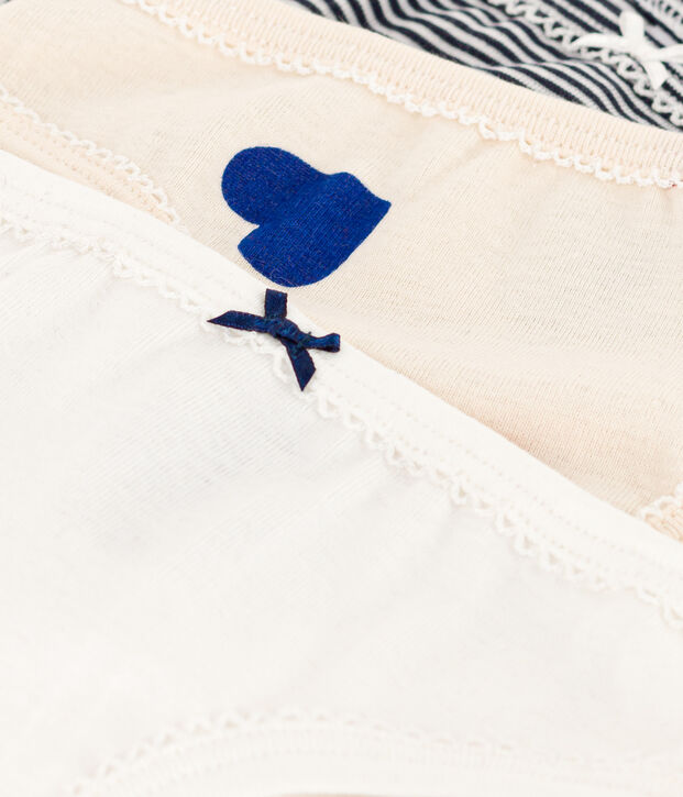 Juego de 3 braguitas de algod&oacute;n con tres corazones para ni&ntilde;a multicolor