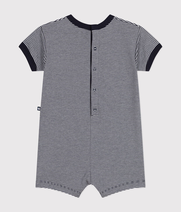 Mono corto de jersey para beb&eacute; azul/blanco