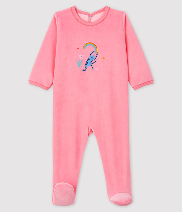 Pelele de terciopelo rosa para beb&eacute; ni&ntilde;a rosa