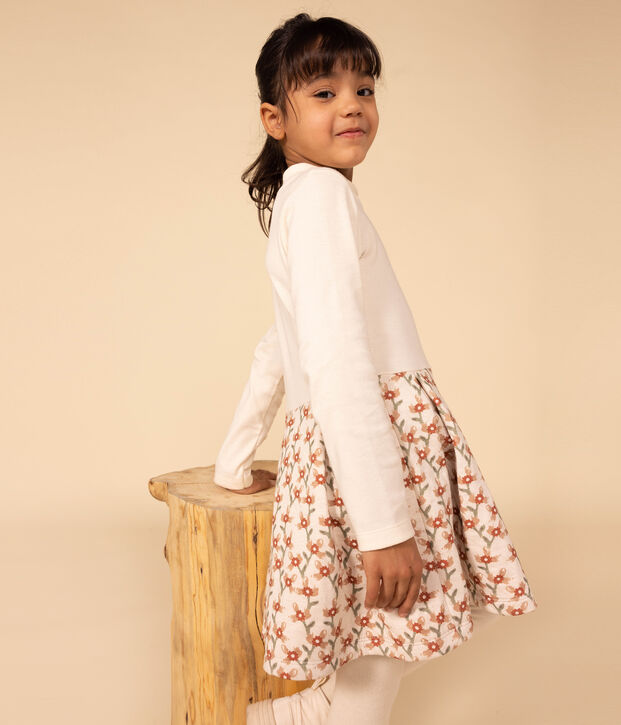 Vestido de manga larga con estampado de ni&ntilde;a crudo/multicolor