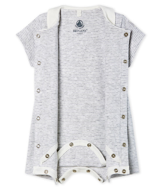 Bodyjama corto de punto para bebé gris POUSSIERE/blanco MARSHMALLOW