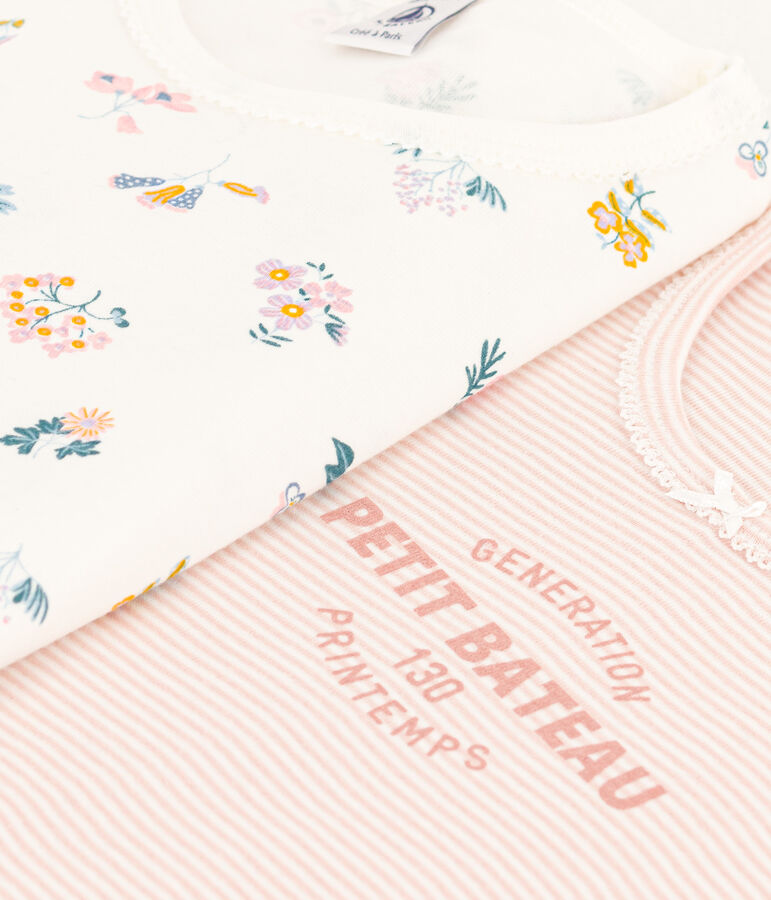 Juego de 2 pijamas cortos de algod&oacute;n con flores para ni&ntilde;a variante 1