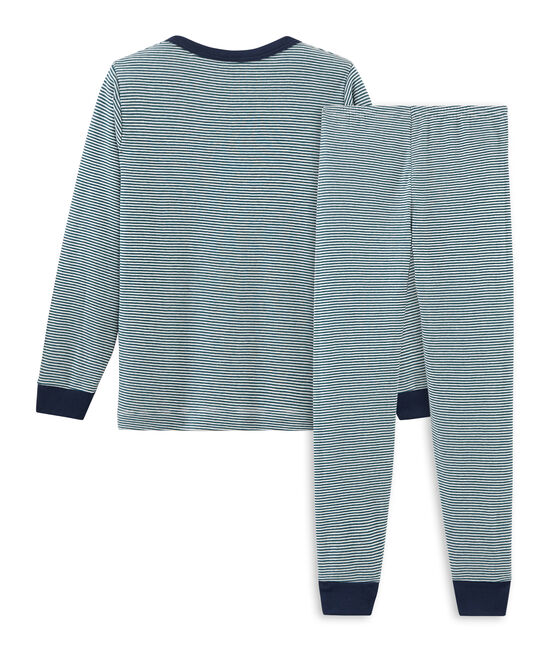 Pijama de punto para niño verde PINEDE/blanco MARSHMALLOW