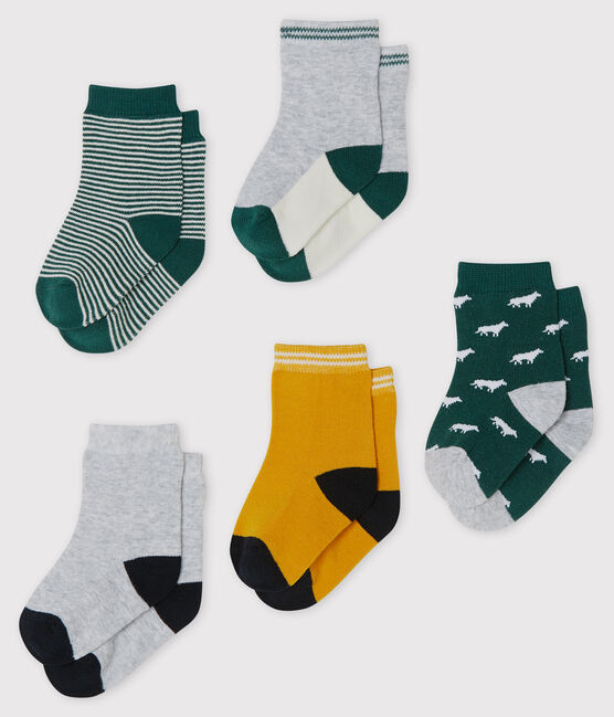 Lote de 5 pares de calcetines para bebé niño verde SOUSBOIS/blanco MULTICO