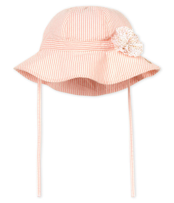 Sombrero de rayas para bebé niña blanco MARSHMALLOW/rosa ROSAKO