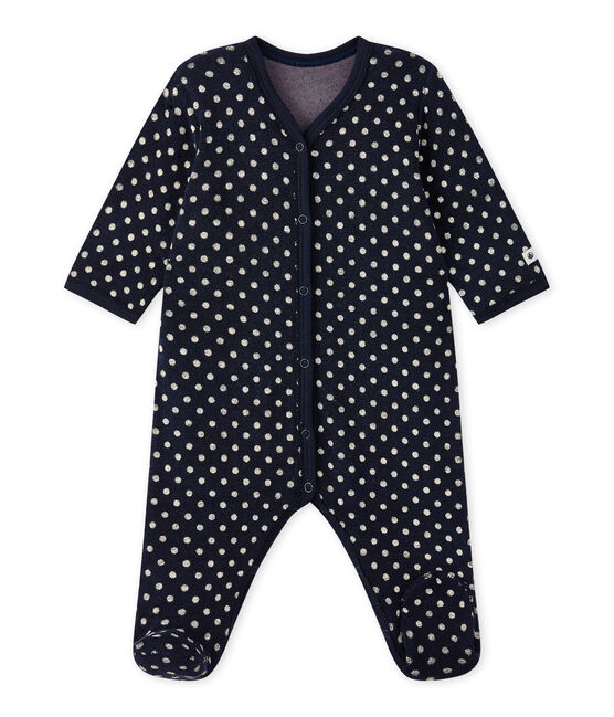 Pijama de lunares para bebé niña azul SMOKING/blanco ECUME