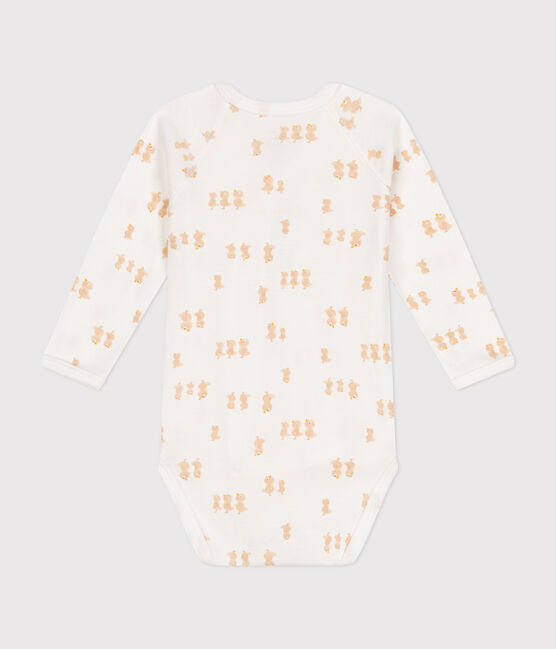 Body cruzado de manga larga de algodón para bebé MARSHMALLOW/ BEIGE