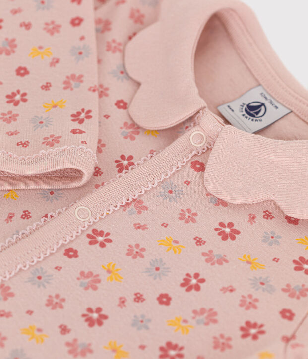 Pijama de algod&oacute;n con estampado de flores para beb&eacute; rosa/multicolor