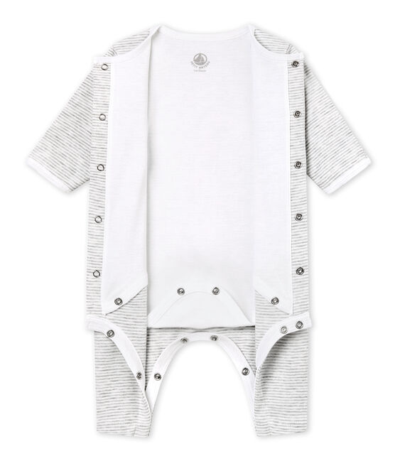 El Bodi pijama bebé mixto gris BELUGA/blanco ECUME