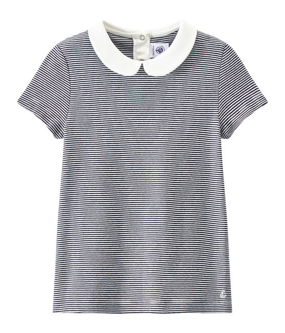 Camiseta para niña a rayas azul SMOKING/blanco LAIT