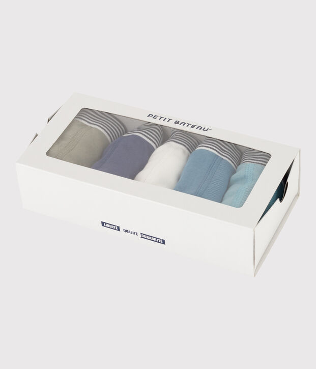 Juego de 5 b&oacute;xers lisos de algod&oacute;n para ni&ntilde;o multicolor