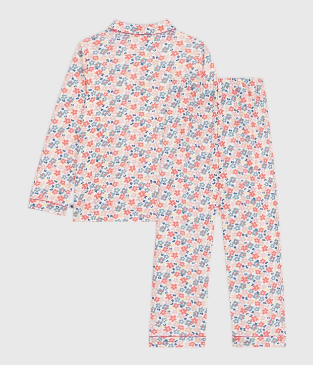 Pijama infantil abotonado de algod&oacute;n estampado blanco/multicolor