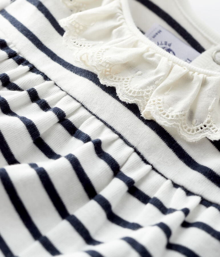 Blusa de manga larga para beb&eacute; ni&ntilde;a blanco/azul