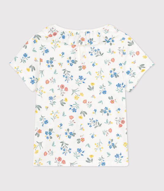 Camiseta de algodón de manga corta para niña blanco MARSHMALLOW/blanco MULTICO