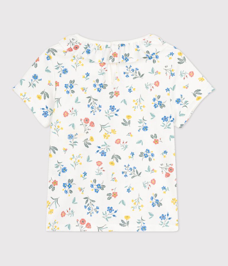 Camiseta de algod&oacute;n de manga corta para ni&ntilde;a blanco/multicolor