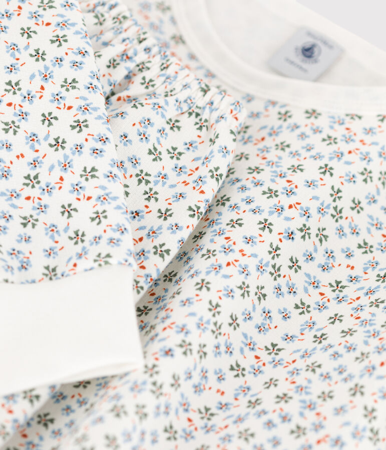 Pijama de felpa con flor para ni&ntilde;a blanco/multicolor