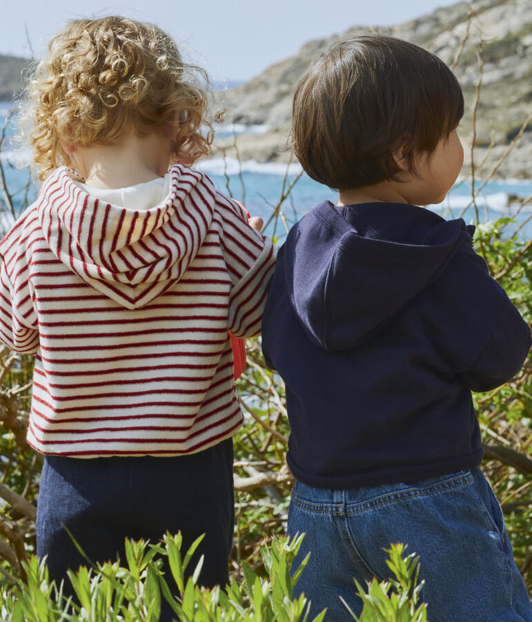 Sudadera con capucha de rizo de beb&eacute; crudo/rojo