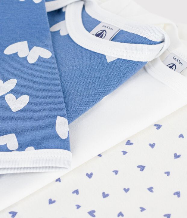 Juego de bodis de algod&oacute;n de manga larga con estampado de corazones para beb&eacute; multicolor