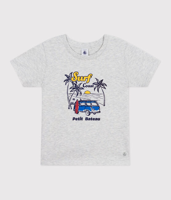 Camiseta infantil de manga corta de algodón con estampado gris BELUGA CHINE