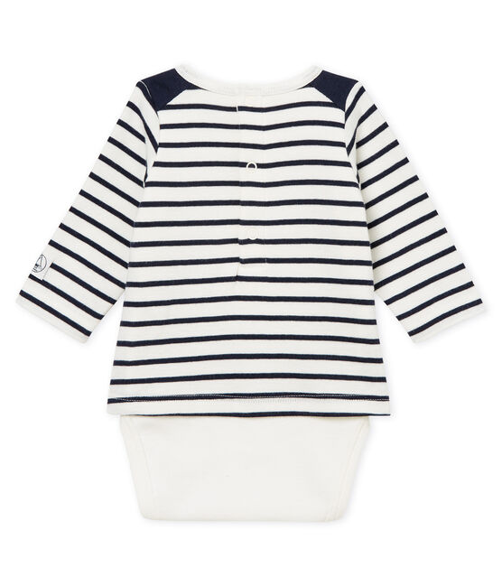 Body camiseta de rayas para bebé niño blanco MARSHMALLOW/azul SMOKING