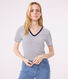 Camiseta La Icónica de algodón a rayas con cuello de pico para mujer