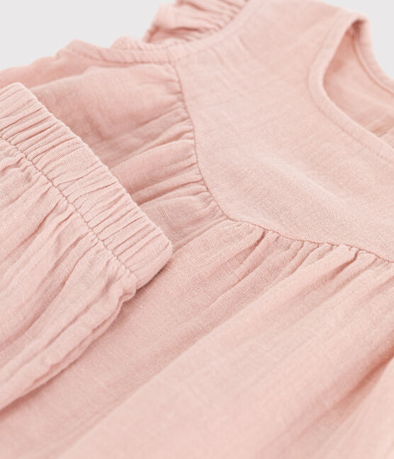 Conjunto liso de gasa de algodón para bebé rosa SALINE