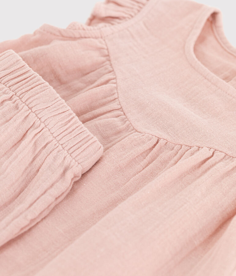 Conjunto liso de gasa de algod&oacute;n para beb&eacute; rosa SALINE