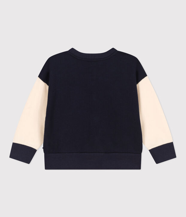 Chaqueta de b&eacute;isbol de mulet&oacute;n de beb&eacute; azul/crudo