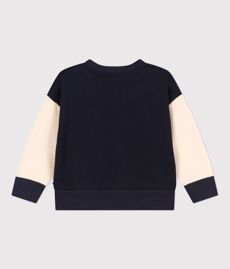 Chaqueta de b&eacute;isbol de mulet&oacute;n de beb&eacute; azul/crudo