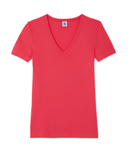Camiseta con cuello en pico, de punto original, para mujer rosa GEISHA