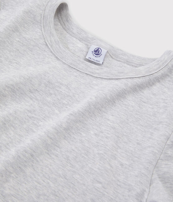Camiseta de cuello redondo emblemática de algodón de mujer gris BELUGA CHINE