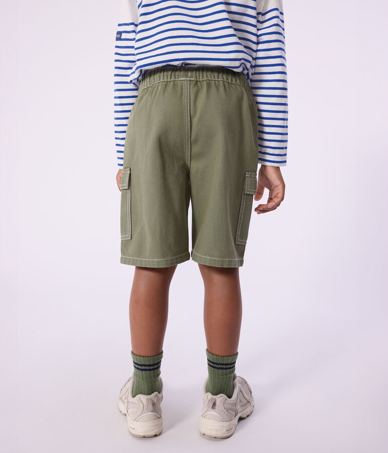Bermudas cargo infantiles de algod&oacute;n verde OLIVINE