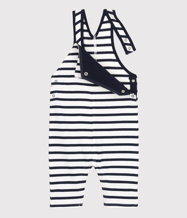 Peto de jersey grueso a rayas marineras de beb&eacute; blanco/azul