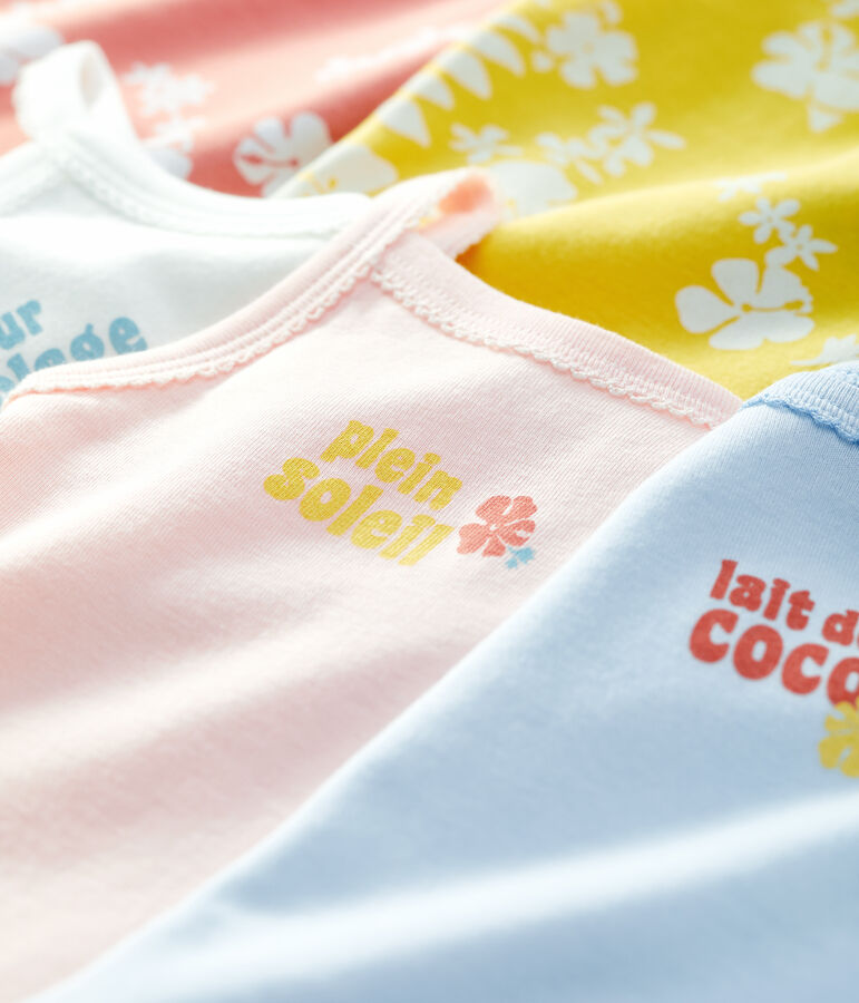 Juego de 5 bodis hawaianos de tirantes de algod&oacute;n de beb&eacute; multicolor