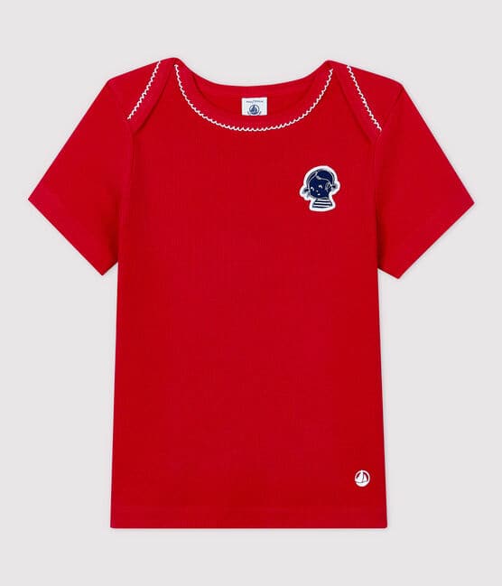 Camiseta de manga corta de algodón de niña rojo TERKUIT