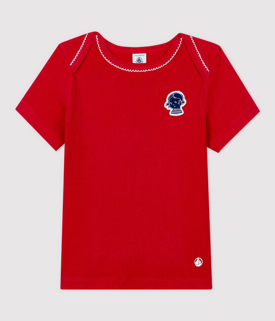 Camiseta de manga corta de algodón de niña rojo TERKUIT