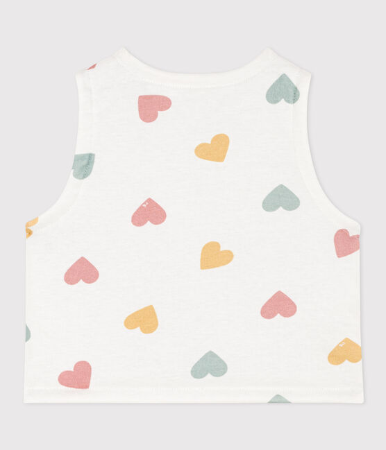 Chaleco reversible de algodón con corazones para bebé blanco MARSHMALLOW/blanco MULTICO
