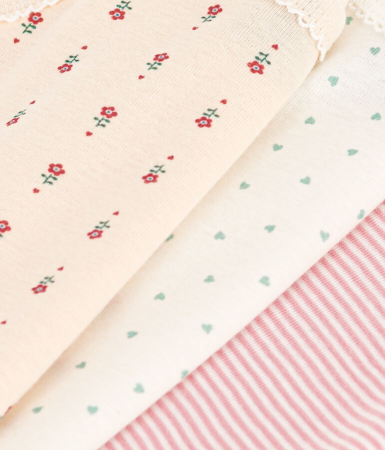 Juego de 3 bodis de tirantes con flores de algod&oacute;n de beb&eacute; multicolor