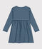 Vestido de manga larga de muletón a rayas de niña SMOKING/ AZUL