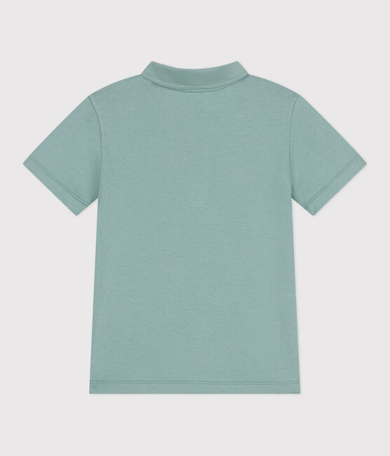 Polo infantil de algodón liso de manga corta verde PAUL